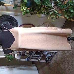 Halston Heritage Golden Tan Sleeveless Slip Dress Sz Small